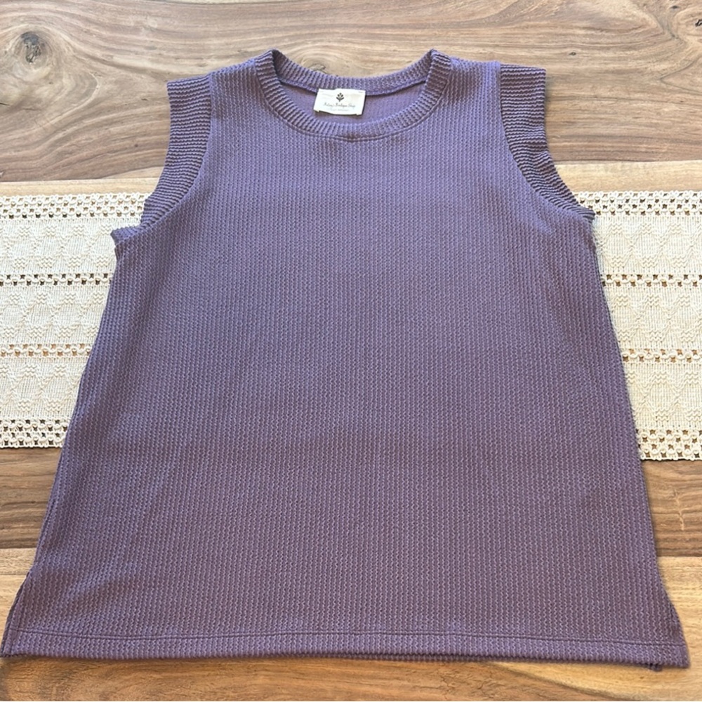 Purple Ribbed Boxy Muscle Tee